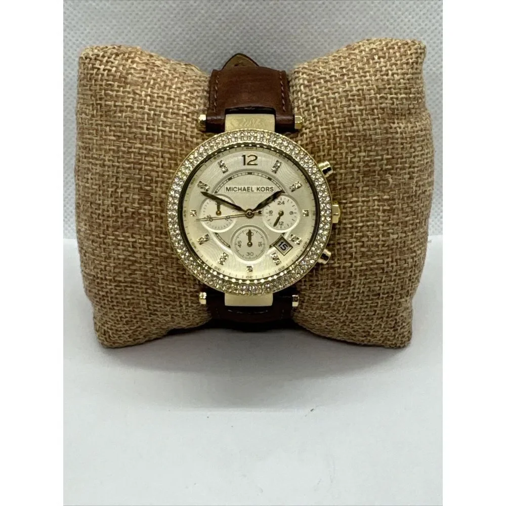 Michael Kors Parker MK2249 Women's Brown Leather Strap Analog Dial Watch JNA431